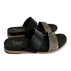 Franco Sarto Women's Bass Slide Snakeskin Two Strap Slip on Sandals Size‎ 8.5 M